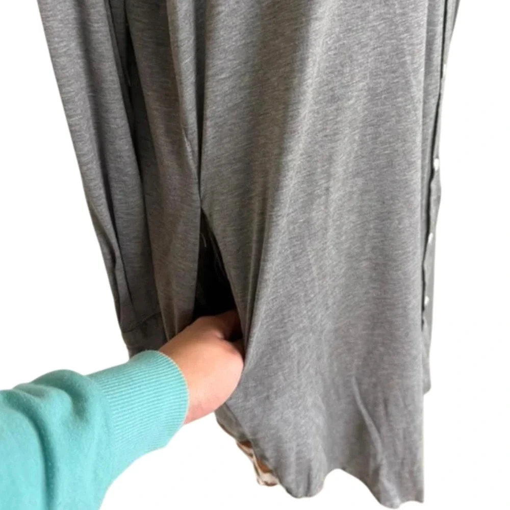COACH New York Grey Long-Sleeve Button-Down Shirt Dress Size Large
